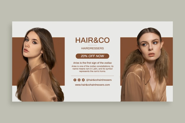 Free vector professional hair & co hairdressers twitter post template