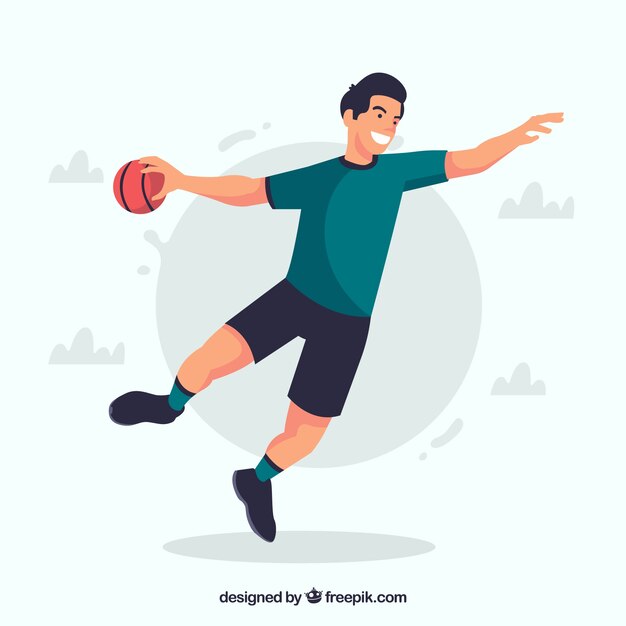 Professional handball player with flat design