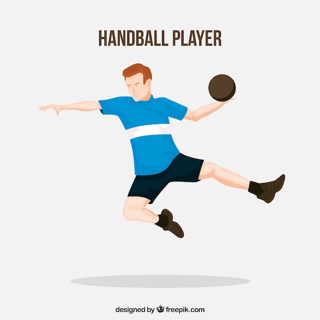 Professional handball player with flat design