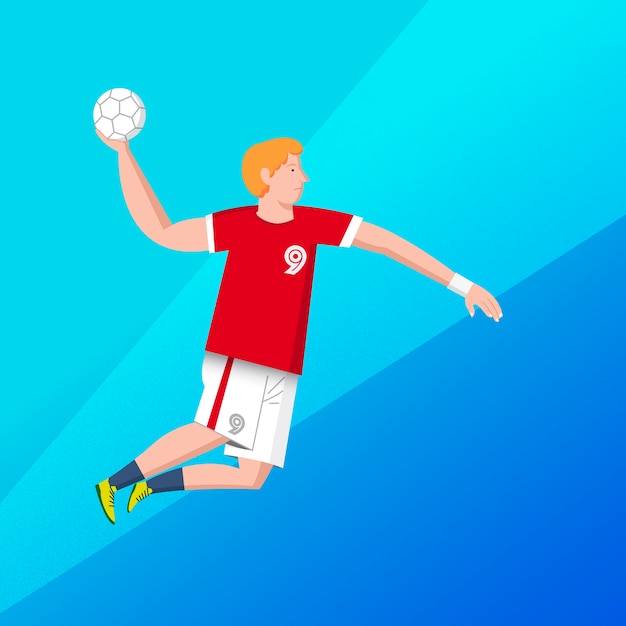 Professional handball player with flat design