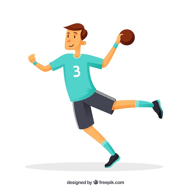 Free vector professional handball player with flat design