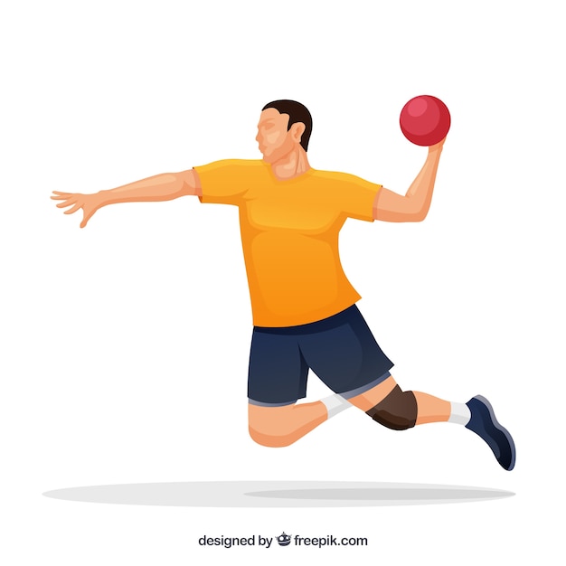 Free vector professional handball player with flat design