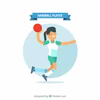 Free vector professional handball player with flat design