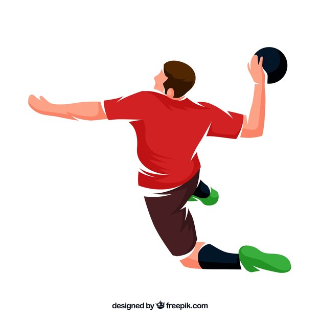 Professional handball player with flat design