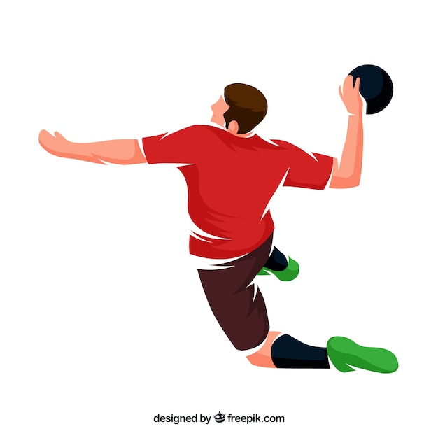 Professional handball player with flat design