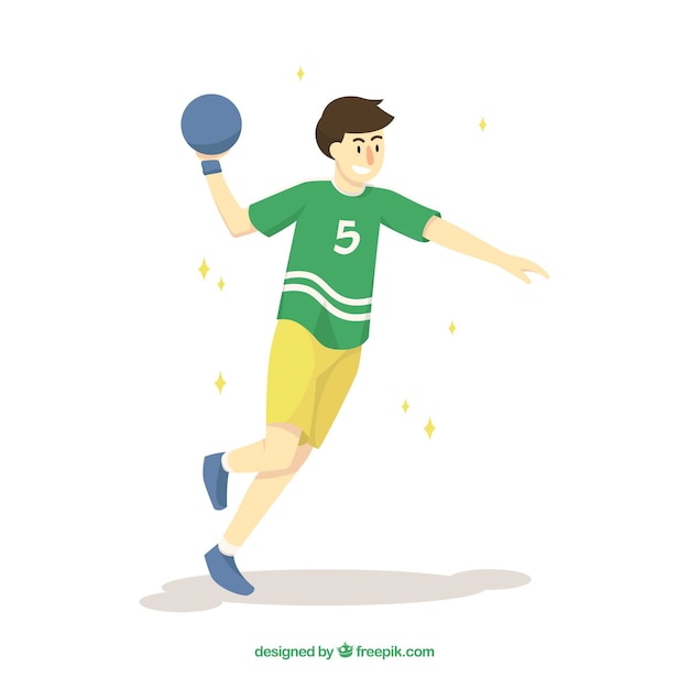 Free vector professional handball player with flat design