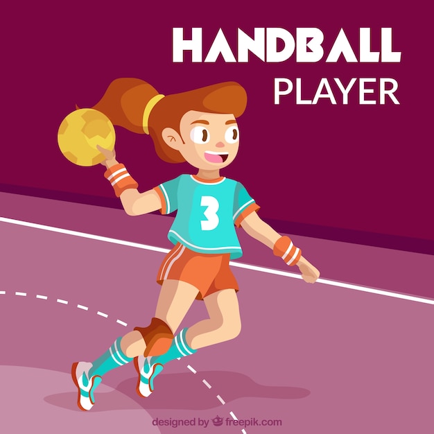 Free vector professional handball player with flat design