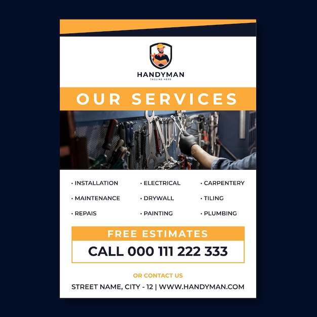 Free vector professional handyman company flyer