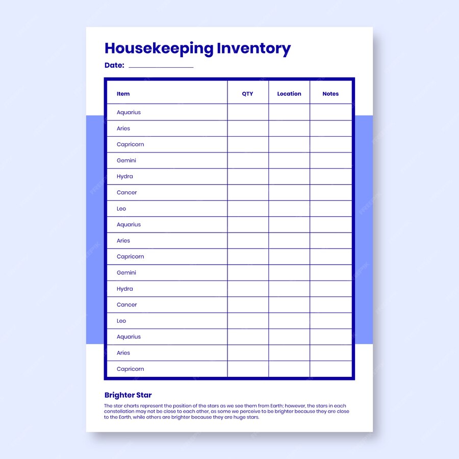 free-vector-professional-housekeeping-inventory-checklist