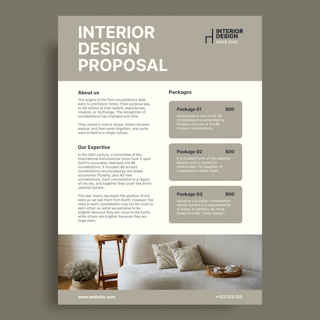 Professional interior design decoration proposal
