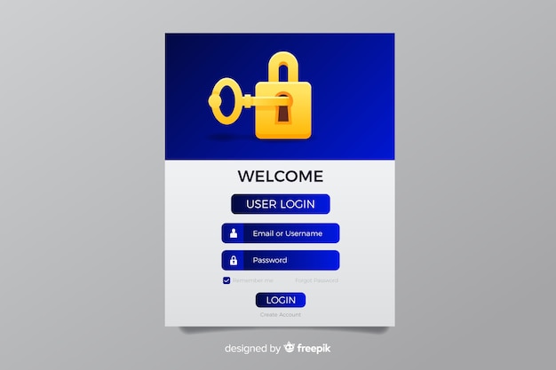 Free vector professional login landing page