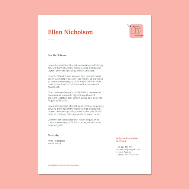 Professional minimalist housekeeping general cover letter