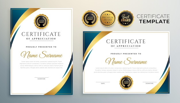Free vector professional multipurepose certificate template set of two