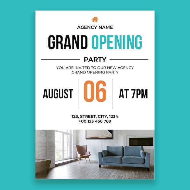 Free vector professional new real estate opening invitation