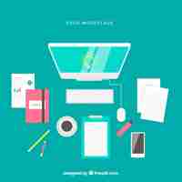 Free vector professional office desk with flat design