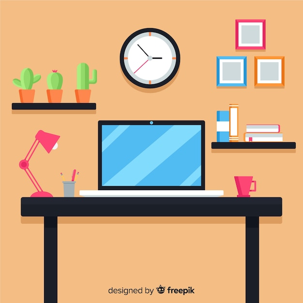 Free vector professional office desk with flat design