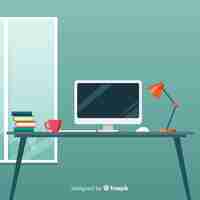 Free vector professional office desk with flat design