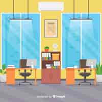 Free vector professional office interior with flat design