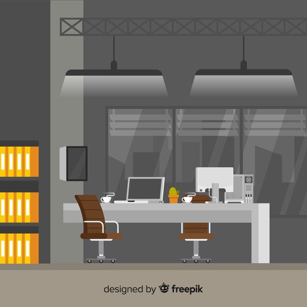 Professional office interior with flat design