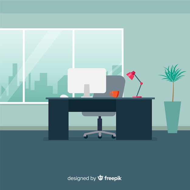 Professional office interior with flat design