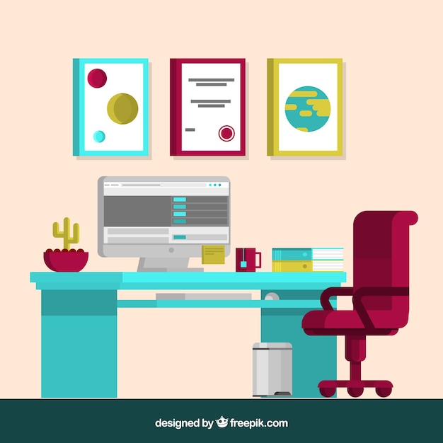 Free vector professional office with colorful style