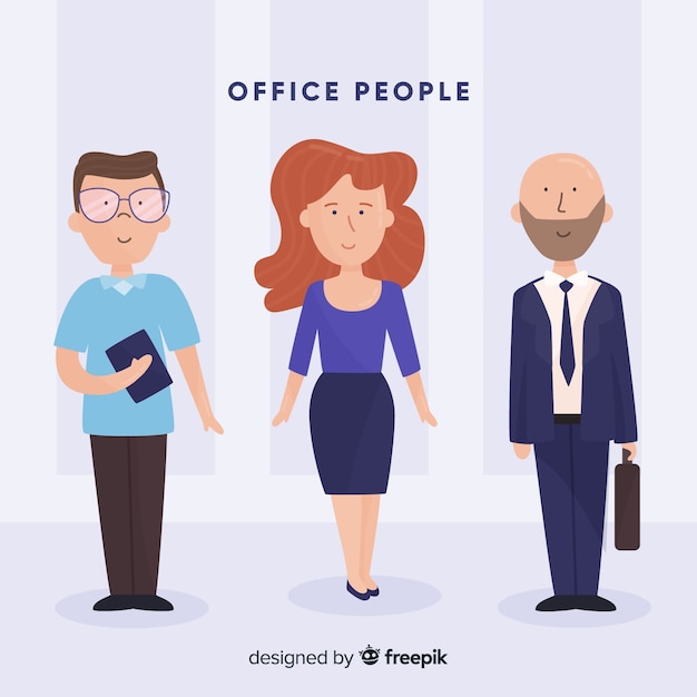 Professional office workers with flat design
