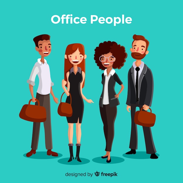 Professional office workers with flat design