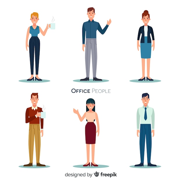 Professional office workers with flat design