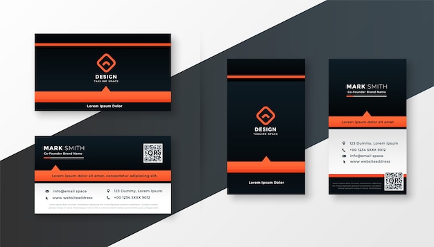 Free vector professional orange theme modern business card template