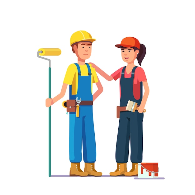 Free vector professional painters. craftsman workers