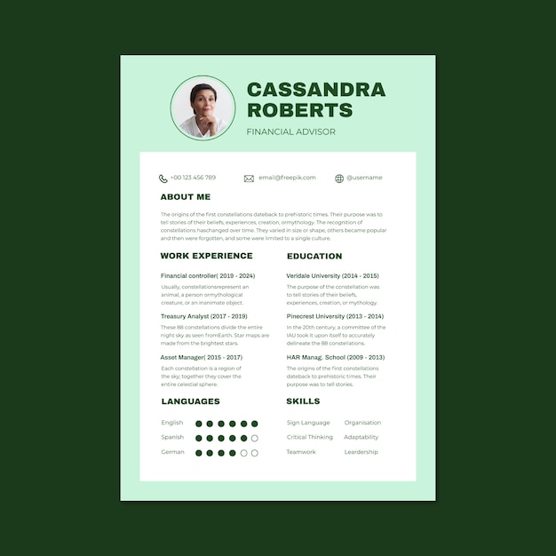 Free vector professional pastel generic banking resume