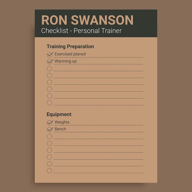 Professional personal trainer check list