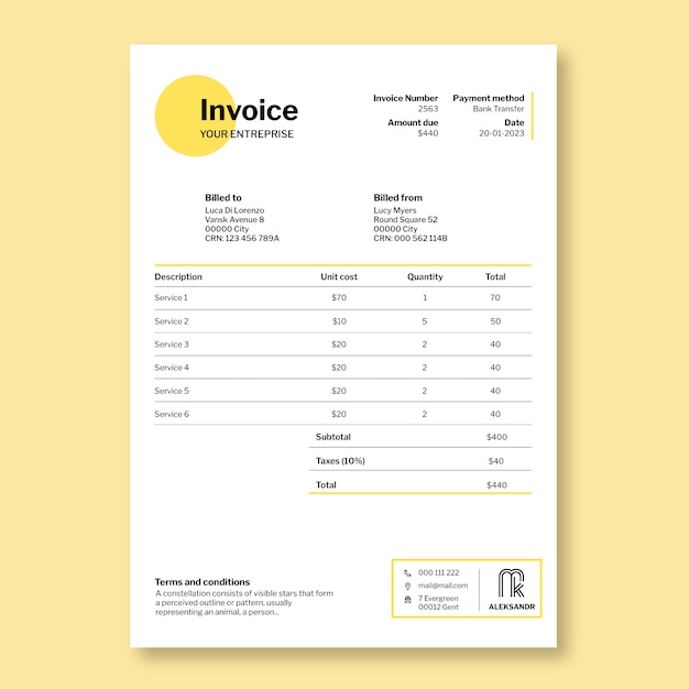 Free vector professional real estate invoice