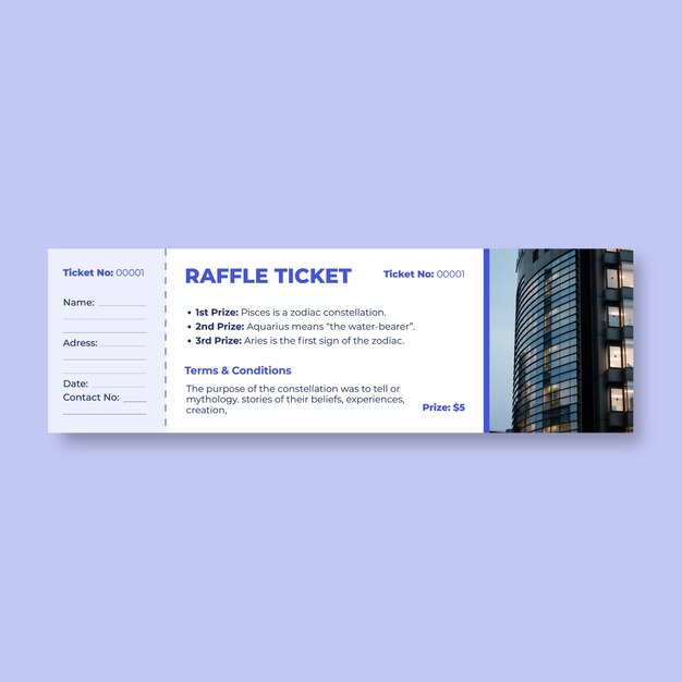 Professional real estate raffle ticket