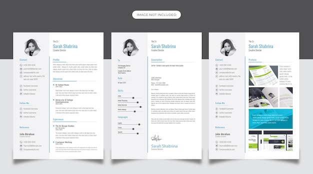 Professional resume design with cyan