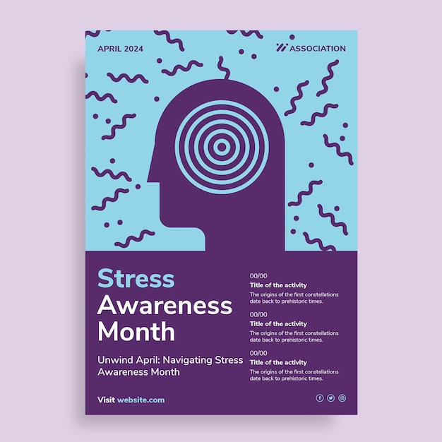 Free vector professional simple mind matters stress awareness month poster