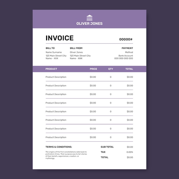 Free vector professional simple oliver jones lawyer invoice
