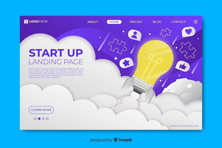 Free Vector professional startup landing page template