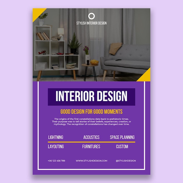 Vettore gratuito poster di design d'interni professionale ed elegante