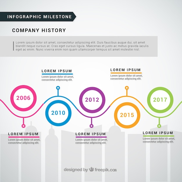 Free vector professional time line with circles