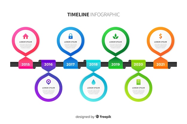無料ベクター プロのタイムラインのインフォグラフィック