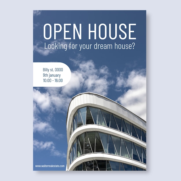 Vettore gratuito invito all'open house di walter immobiliare professionale