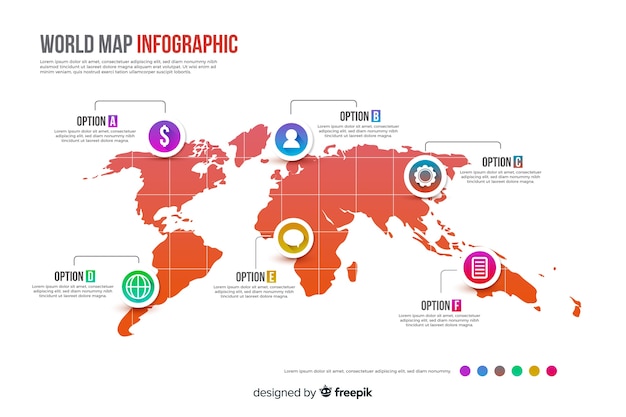 Vettore gratuito mappa del mondo professionale infografica