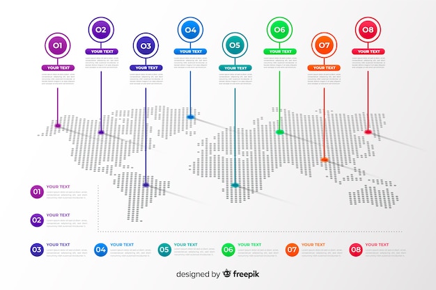 Vettore gratuito mappa del mondo professionale infografica