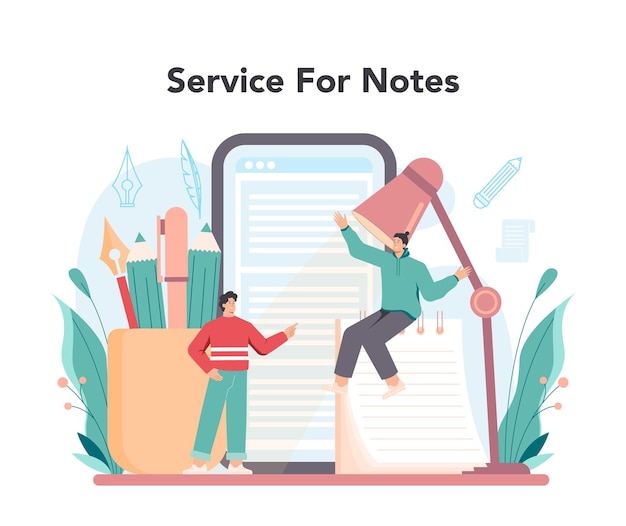 プロの作家のオンラインサービスまたはプラットフォーム小説のベストセラーの著者の執筆スクリプトオンラインノートフラットベクトルイラスト