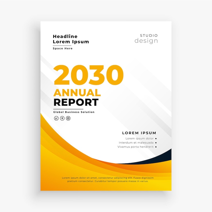 Free Vector professional yellow annual report business flyer template