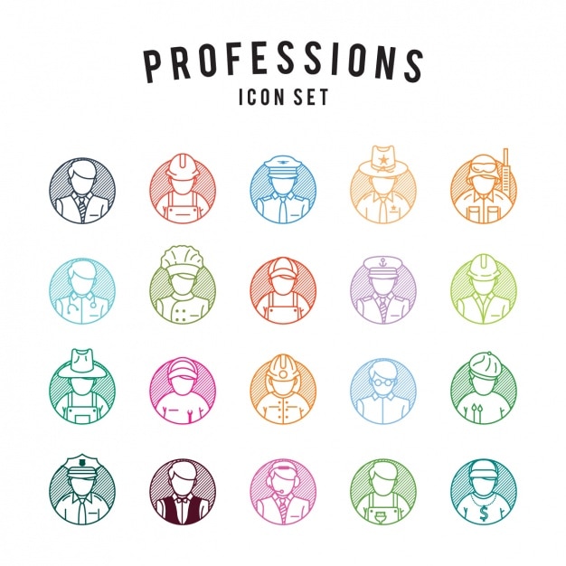 Free vector professions icons set