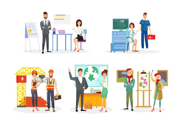 職業イラストセット 無料のベクター