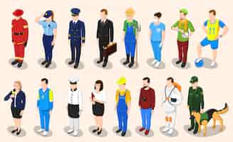 Free vector professions isometric people set