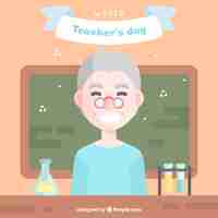 Free vector professor of science, happy teacher's day